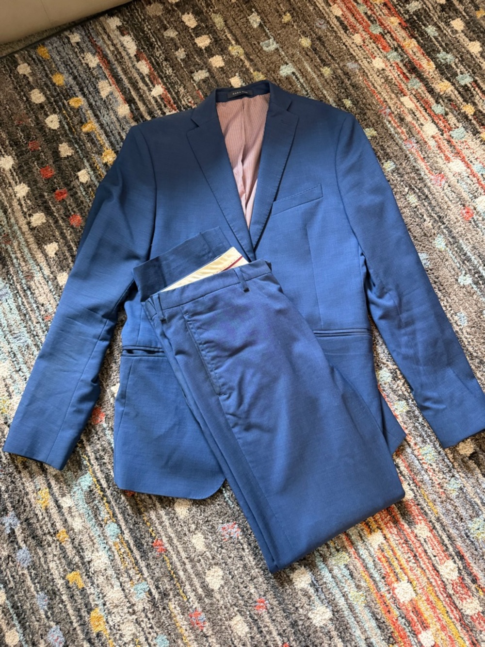 Zara Men's Navy Blue Two-Piece Suit